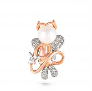 Золотая подвеска KABAROVSKY с бриллиантом и жемчугом K3-0201-1500 фото