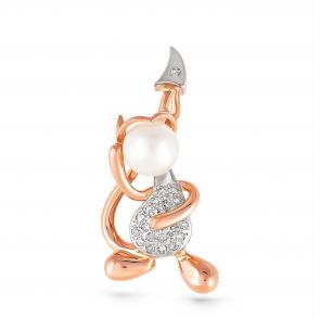 Золотая подвеска KABAROVSKY с бриллиантом и жемчугом K3-0203-1500 фото