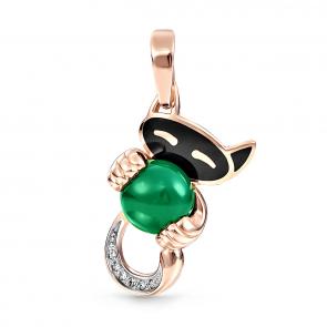 Золотая подвеска KABAROVSKY с бриллиантом, ониксом и эмалью K3-0262-1902 фото