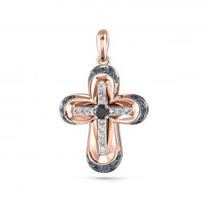 Золотая подвеска KABAROVSKY с бриллиантом, Лондон топазом и чёрным бриллиантом K3-0363-0100 фото