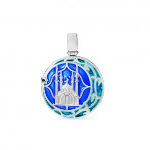 Серебряная подвеска KABAROVSKY с фианитом, витражной эмалью и эмалью K3-415-40401 фото