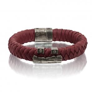 Кожаный браслет KABAROVSKY с декоративным элементом и замком из черненого серебра K4-023-90383 фото