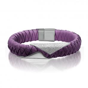 Кожаный браслет KABAROVSKY с декоративным элементом и замком из серебра с фианитом K4-024-90200 фото