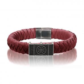 Кожаный браслет KABAROVSKY с декоративным элементом и замком из черненого серебра K4-028-90383 фото