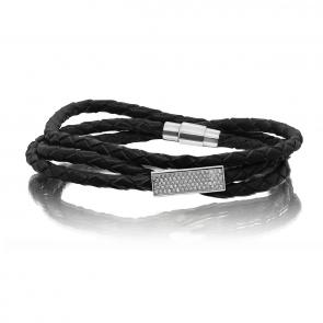 Кожаный шнурок с декоративным элементом из серебра KABAROVSKY с фианитом K4-035-91000 фото