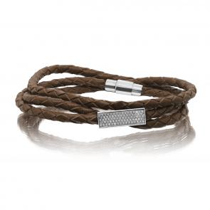 Кожаный шнурок с декоративным элементом из серебра KABAROVSKY с фианитом K4-035-91300 фото