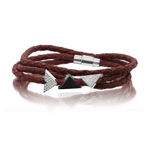 Кожаный шнурок с декоративным элементом из серебра KABAROVSKY с керамикой и фианитом K4-036-90389 фото