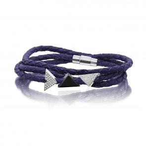 Кожаный шнурок с декоративным элементом из серебра KABAROVSKY с керамикой и фианитом K4-036-90589 фото