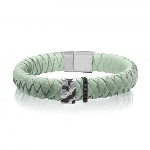 Кожаный браслет KABAROVSKY с декоративным элементом и замком из серебра с керамикой и фианитом K4-037-92089 фото