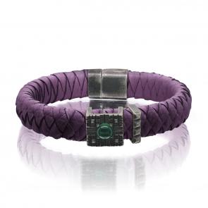 Кожаный браслет KABAROVSKY с декоративным элементом и замком из черненого серебра с ониксом K4-040-90283 фото