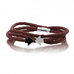 Кожаный шнурок с декоративным элементом из серебра KABAROVSKY с фианитом K4-041-90389 фото