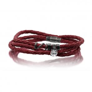 Кожаный шнурок с декоративным элементом из черненого серебра KABAROVSKY с фианитом K4-044-90383 фото