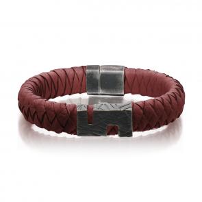 Кожаный браслет KABAROVSKY с декоративным элементом и замком из черненого серебра K4-045-90383 фото