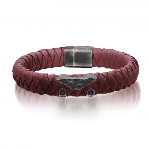 Кожаный браслет KABAROVSKY с декоративным элементом и замком из черненого серебра K4-046-90383 фото