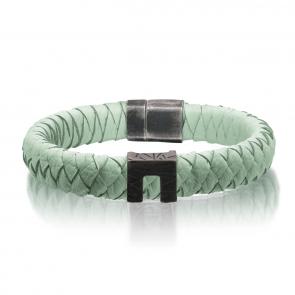 Кожаный браслет KABAROVSKY с декоративным элементом и замком из черненого серебра K4-055-92083 фото