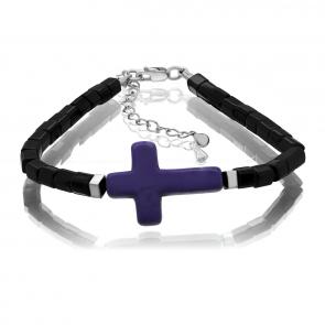 Серебряный браслет Крест KABAROVSKY с бирюзой и ювелирным кристаллом K4-061-70200 фото