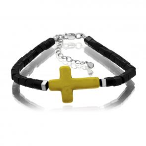 Серебряный браслет Крест KABAROVSKY с бирюзой и ювелирным кристаллом K4-061-70600 фото