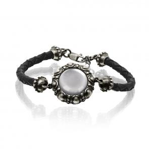 Кожаный шнурок с декоративным элементом из черненого серебра KABAROVSKY с улекситом K4-064-9483 фото