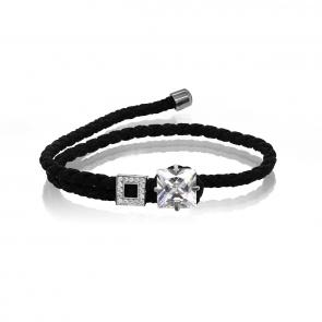 Текстильный шнурок с декоративным элементом из серебра KABAROVSKY с фианитом K4-075-94000 фото