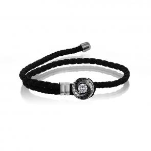 Текстильный шнурок с декоративным элементом из серебра KABAROVSKY с фианитом K4-076-94089 фото