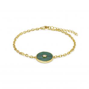 Серебряный браслет KABAROVSKY с фианитом и малахитом K4-7010-4687 фото