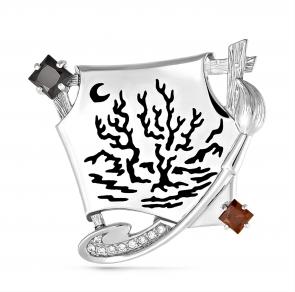 Серебряная брошь KABAROVSKY с эмалью и Swarovski K5-004-0902 фото