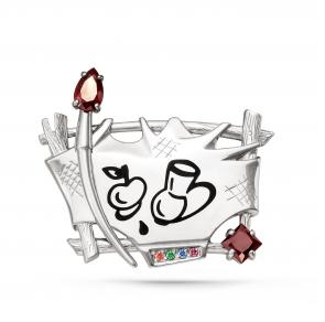 Серебряная брошь KABAROVSKY с эмалью и Swarovski K5-005-0902 фото