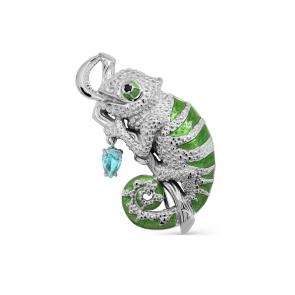 Серебряная брошь KABAROVSKY с фианитом, эмалью и Swarovski K5-087-32013 фото