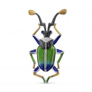 Брошь из золочёного серебра KABAROVSKY с фианитом и эмалью K5-103-40801 фото