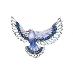 Серебряная брошь KABAROVSKY с фианитом и эмалью K5-107-40850 фото