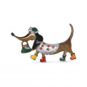 Брошь из золочёного серебра KABAROVSKY с фианитом и эмалью K5-140-40301 фото