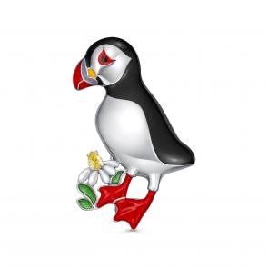 Серебряная брошь KABAROVSKY с фианитом и эмалью K5-170-40601 фото