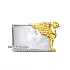 Брошь из золочёного серебра KABAROVSKY с фианитом и перламутром K5-176-6287 фото