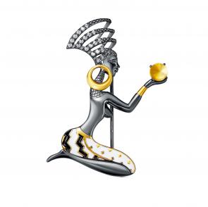  Брошь из серебра с фианитом и цитрином Серебро 925° K5-199-2901 фото