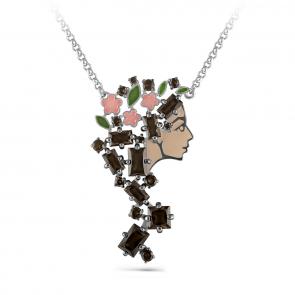 Серебряное колье KABAROVSKY с эмалью и раухтопазом K6-013-2890 фото