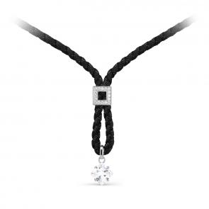 Текстильный шнурок-колье с декоративным элементом из серебра KABAROVSKY с фианитом K6-049-94000 фото