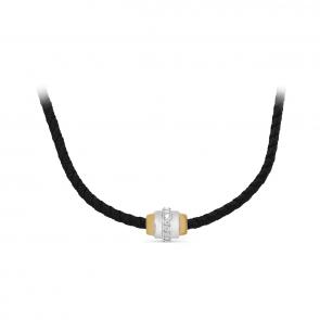 Текстильный шнурок-колье с декоративным элементом из золочёного серебра KABAROVSKY с фианитом K6-093-94087 фото