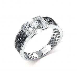 Кольцо из белого золота ЮК Клондайк с бриллиантом и чёрным бриллиантом KL01-00220-02-006-02-05 фото