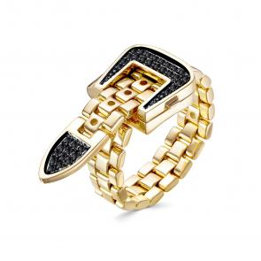 Кольцо-трансформер из лимонного золота ЮК Клондайк с черным бриллиантом KL01-00820-03-003-02-03 фото