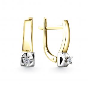 Серьги из лимонного золота ЮК Клондайк с бриллиантом KL02-00102-06-001-02-01 фото