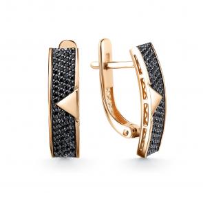 Золотые серьги ЮК Клондайк с чёрным бриллиантом KL02-00226-01-003-02-03 фото