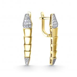 Серьги из лимонного золота Символ года Змея ЮК Клондайк с бриллиантом KL02-00259-03-001-02-01 фото