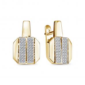 Серьги из лимоного золота ЮК Клондайк с подвижным элементом и бриллиантом KL02-00677-03-001-02-01 фото