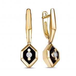 Серьги из лимонного золота ЮК Клондайк с бриллиантом KL02-00738-03-001-02-08 фото