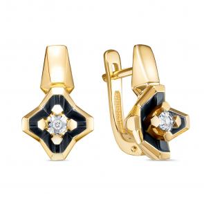 Серьги из лимонного золота ЮК Клондайк с бриллиантом KL02-00739-06-001-02-08 фото