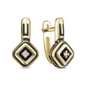 Серьги из лимонного золота ЮК Клондайк с бриллиантом KL02-00750-1-03-001-02-08 фото