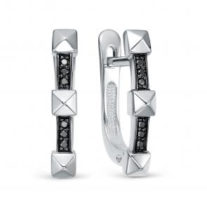 Серьги из белого золота ЮК Клондайк с чёрным бриллиантом KL02-00948-02-006-02-02 фото
