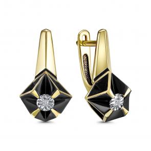 Серьги из лимонного золота ЮК Клондайк с бриллиантом KL02-01056-06-001-02-08 фото