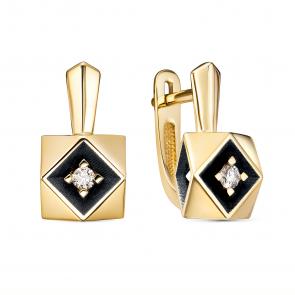 Серьги из лимонного золота ЮК Клондайк с бриллиантом KL02-01226-03-001-02-08 фото