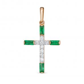 Золотая подвеска ЮК Клондайк с бриллиантом и изумрудом KL03-00990-01-014-01-01 фото